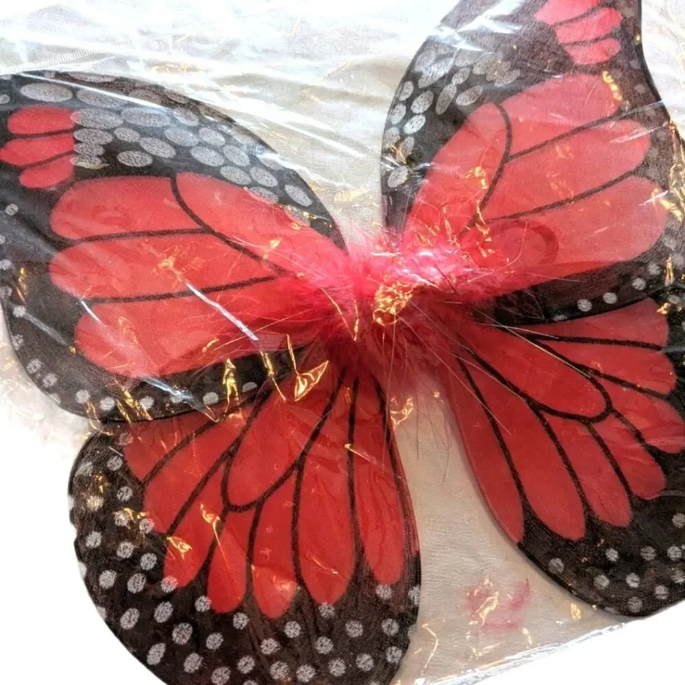 DOLL BUTTERFLY WINGS Red Black for 18 in Doll NEW Back Straps